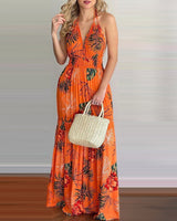 Explosive Ebay New Women's Halter Fashion Printed Dress