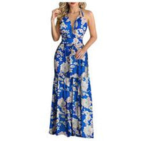 Explosive Ebay New Women's Halter Fashion Printed Dress