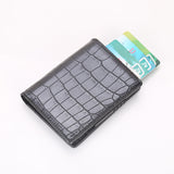 Men Business RFID Anti-scan Mini Carbon Fiber Pattern Automatic Credit Card Aluminum Coins Bag Wallet ID Card Holder