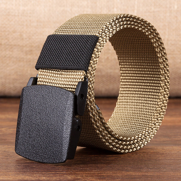 Canvas belt men hypoallergenic canvas belt woven nylon plastic buckle outdoor leisure wholesale