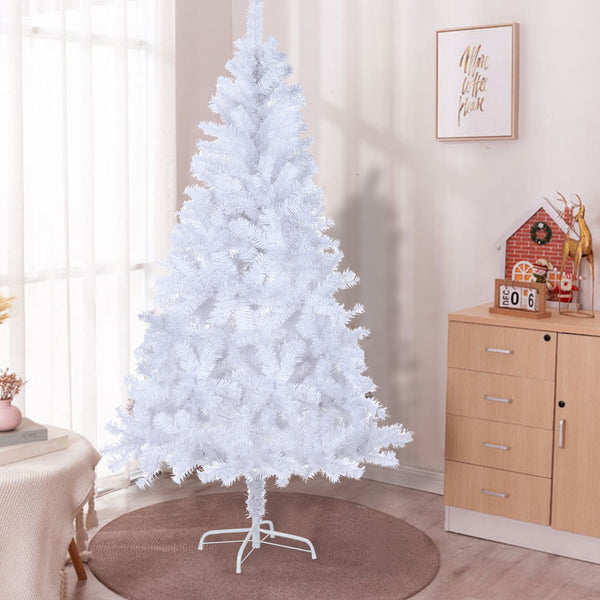 White Artificial Christmas Tree, 7ft  Full Tree, With  Metal Stand