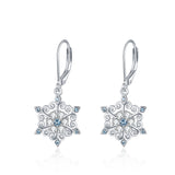 Snowflake Earrings Jewelry Gift for Wemen Girls Sterling Silver with Crystal