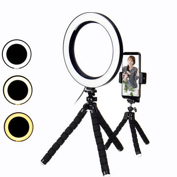 Compatible with Apple, 8.3 Inch Tripod Live Stream Selfie LED Ring Light Fill Light With Phone Holder